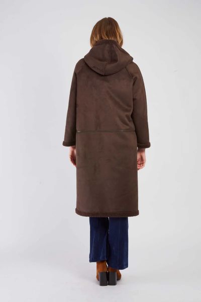 Long Women's Coat with Hood - Elegant and Warm DERHY (SKU) A585015