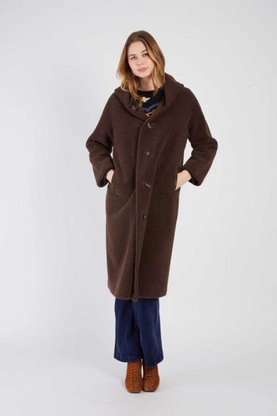 Long Women's Coat with Hood - Elegant and Warm DERHY (SKU) A585015