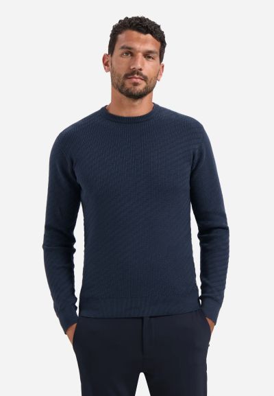 Dark blue men's sweater with diagonal stripes - an elegant choice NO EXCESS (SKU) 29230916