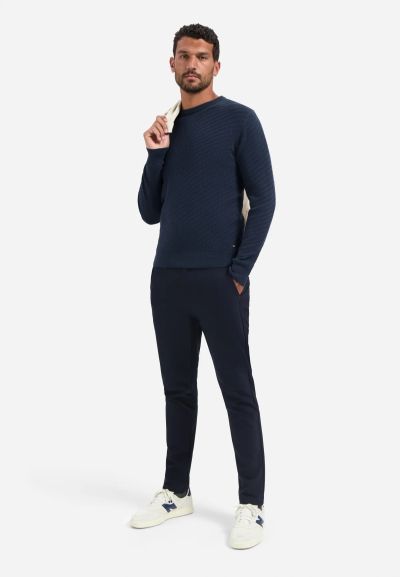 Dark blue men's sweater with diagonal stripes - an elegant choice NO EXCESS (SKU) 29230916
