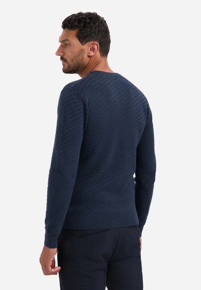 Dark blue men's sweater with diagonal stripes - an elegant choice NO EXCESS (SKU) 29230916
