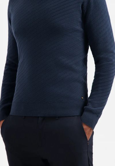 Dark blue men's sweater with diagonal stripes - an elegant choice NO EXCESS (SKU) 29230916
