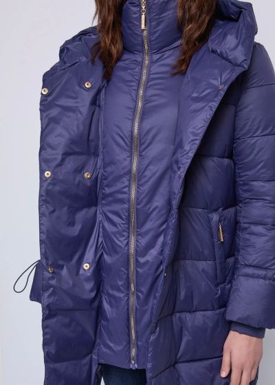 Blue women's long jacket - elegance and warmth. GAUDI(SKU)521BD35010