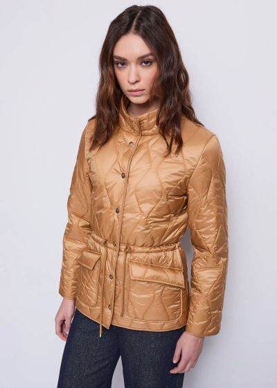 Brown short quilted jacket - elegance and warmth! GAUDI (SKU)521BD35015