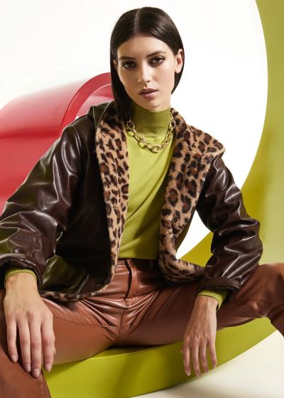 Leopard trench coat: Modern women's jacket with GAUDI print (SKU)521FD38007