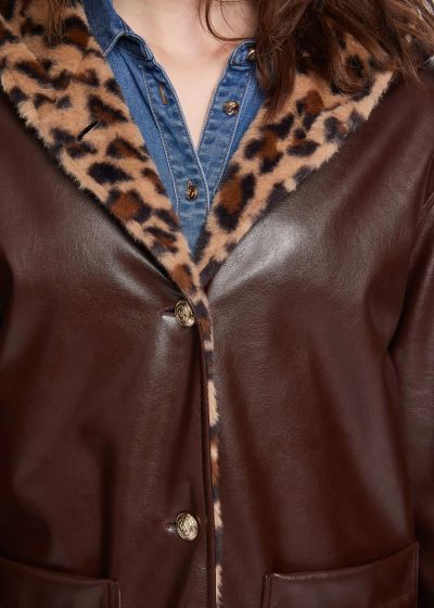 Leopard trench coat: Modern women's jacket with GAUDI print (SKU)521FD38007