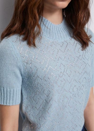 Blue women's short-sleeved sweater - elegant and stylish! GAUDI (SKU)521BD53012
