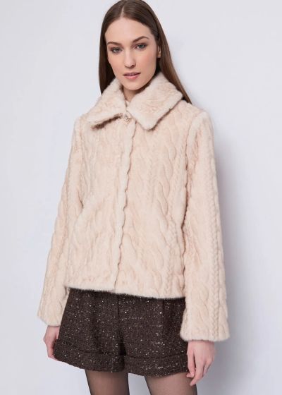 Elegant women's jacket with eco fur - style and warmth! GAUDI (SKU)521FD39006