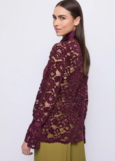 Bordeaux Lace Shirt - Elegant Women's Blouse GAUDI (SKU)521FD45006