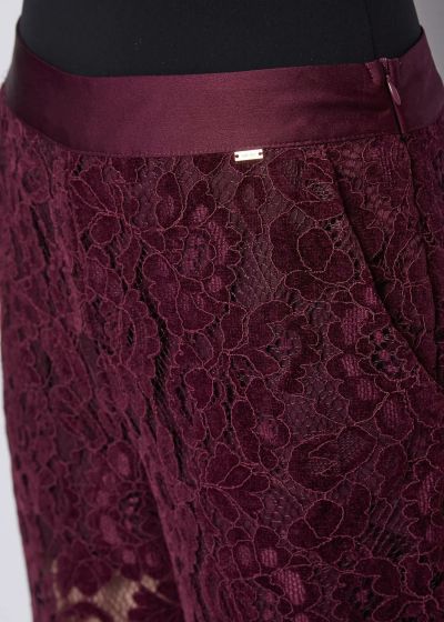 Burgundy lace trousers - elegant style and comfort! GAUDI (SKU)521FD25004