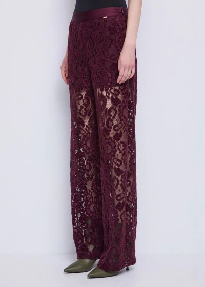 Burgundy lace trousers - elegant style and comfort! GAUDI (SKU)521FD25004
