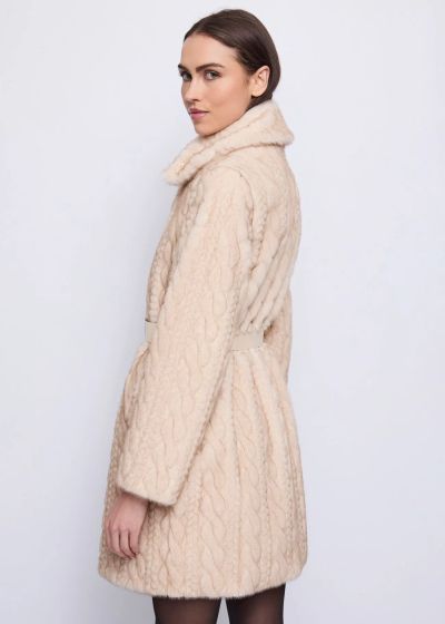Elegant faux fur coat with belt GAUDI (SKU)521FD39005