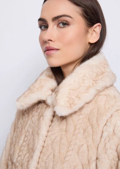 Elegant faux fur coat with belt GAUDI (SKU)521FD39005