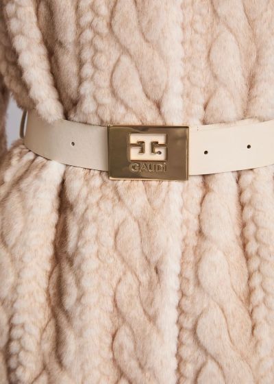 Elegant faux fur coat with belt GAUDI (SKU)521FD39005