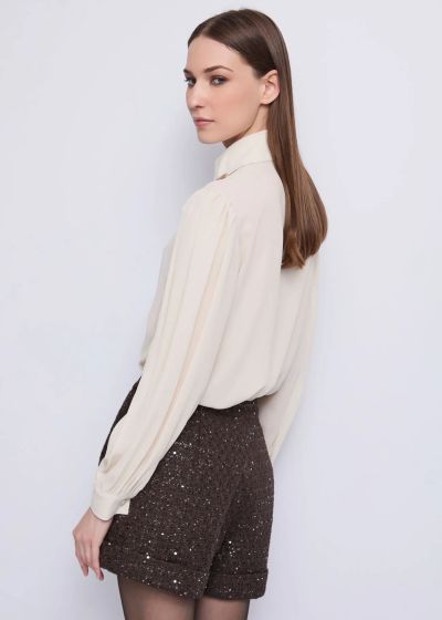 Elegant white shirt with gold accents GAUDI (SKU)521FD45024