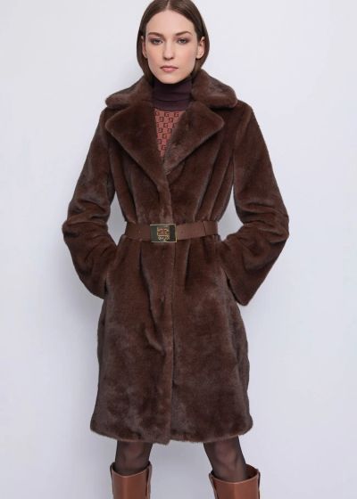 Chocolate women's elegant coat - style and warmth! GAUDI (SKU)521FD39003