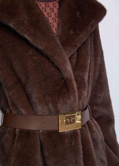 Chocolate women's elegant coat - style and warmth! GAUDI (SKU)521FD39003