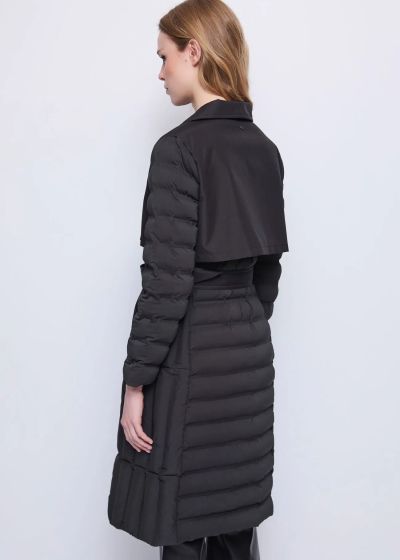 Black Women's Trench Coat Long JACKET GAUDI (SKU)521FD35004