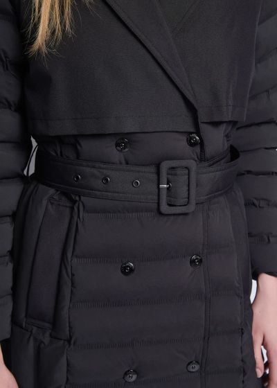 Black Women's Trench Coat Long JACKET GAUDI (SKU)521FD35004