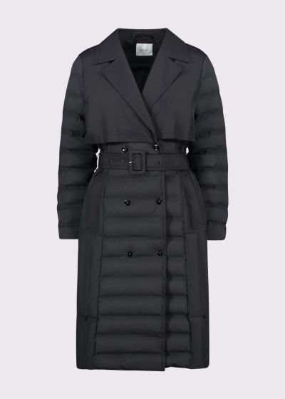 Black Women's Trench Coat Long JACKET GAUDI (SKU)521FD35004