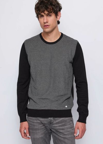 Black men's sweater - sporty-elegant style GAUDI (SKU) 521GU53007