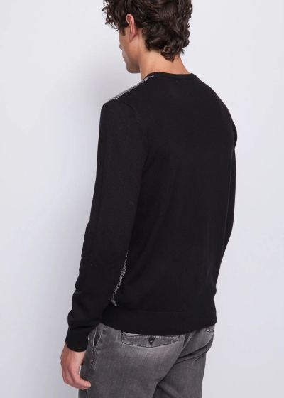 Black men's sweater - sporty-elegant style GAUDI (SKU) 521GU53007