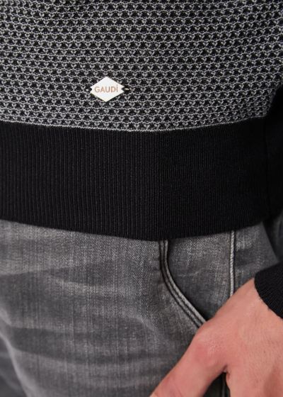 Black men's sweater - sporty-elegant style GAUDI (SKU) 521GU53007