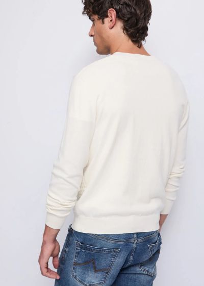 White cotton sweater with cashmere - luxury and comfort GAUDI (SKU) 521GU53063
