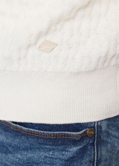 White cotton sweater with cashmere - luxury and comfort GAUDI (SKU) 521GU53063