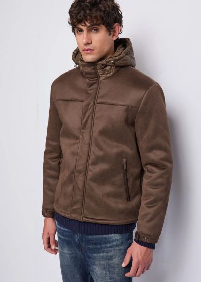 Men's suede jacket with hood - style and comfort GAUDI (SKU) 521GU38003