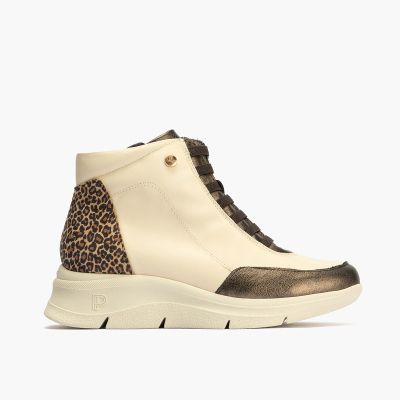 Кремави дамски маратонки с леопардов принт PITILLOS (SKU)10754