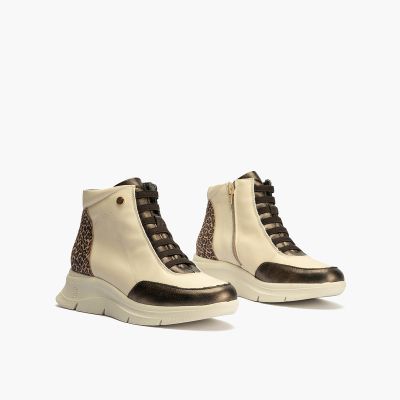 Кремави дамски маратонки с леопардов принт PITILLOS (SKU)10754