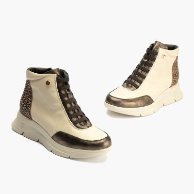 Кремави дамски маратонки с леопардов принт PITILLOS (SKU)10754