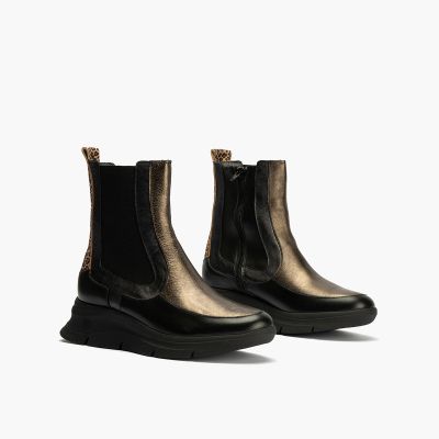 Леопардови акценти! Черни дамски спортни обувки за стил и комфорт.PITILLOS (SKU)10755