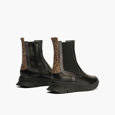 Леопардови акценти! Черни дамски спортни обувки за стил и комфорт.PITILLOS (SKU)10755