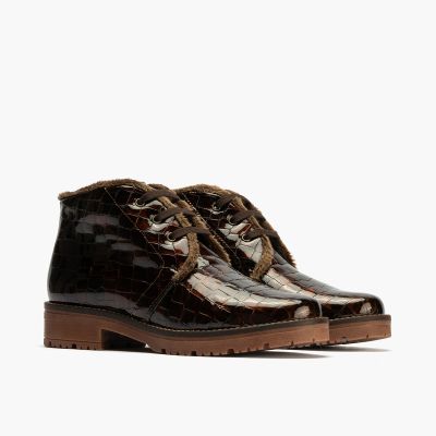 Дамски кафяви боти кроко - елегантни и удобни за всеки ден!PITILLOS (SKU)10773