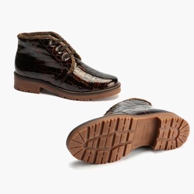 Дамски кафяви боти кроко - елегантни и удобни за всеки ден!PITILLOS (SKU)10773