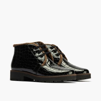 Black casual women's boot with croc elements PITILLOS (SKU)10773.