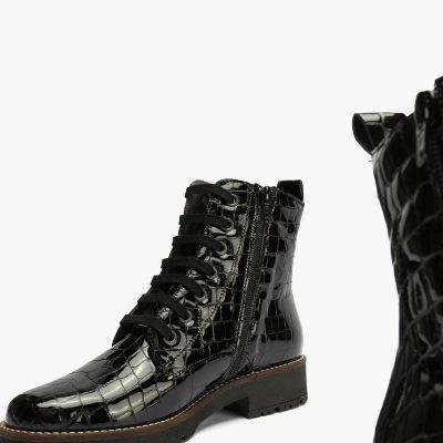 Черни лачени дамски боти - елегантни и удобни!PITILLOS (SKU)10774