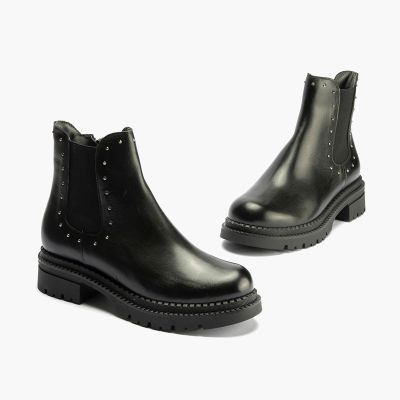 Елегантни дамски черни кожени боти - комфорт и стил за всеки ден!PITILLOS (SKU)10798