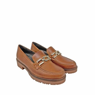 Elegant brown genuine leather loafers for women. PITILLOS (SKU)10775.