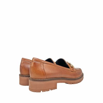 Elegant brown genuine leather loafers for women. PITILLOS (SKU)10775.