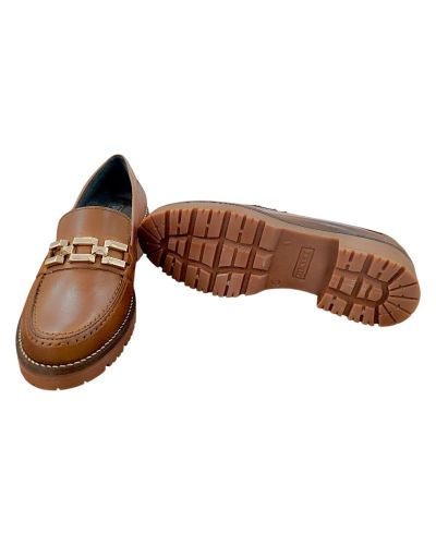 Elegant brown genuine leather loafers for women. PITILLOS (SKU)10775.