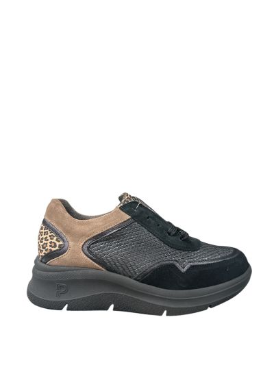 Black leather women's sports shoes PITILLOS (SKU)10913