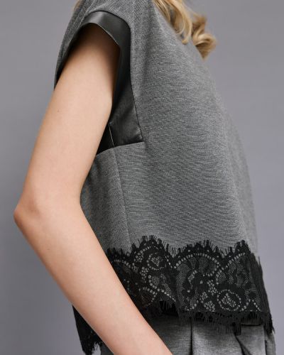 Сива дамска блуза с дантела - елегантна и стилна ACCESS FASHION (SKU) 2069