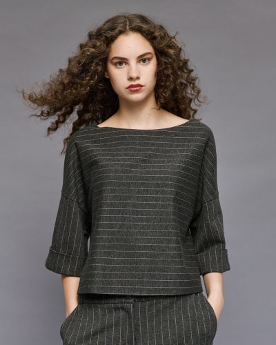 Раирана блуза с лодка деколте - Елегантна и стилна визия ACCESS FASHION (SKU) 2140