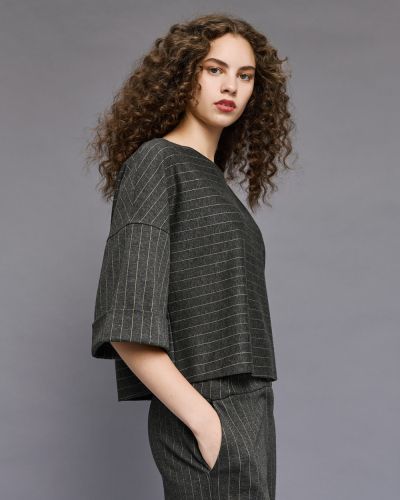 Раирана блуза с лодка деколте - Елегантна и стилна визия ACCESS FASHION (SKU) 2140