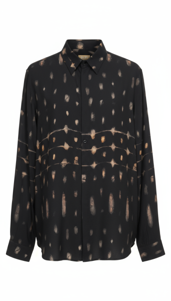 Черна мъжка риза от вискоза - стил и комфорт ALTANTENSIONE (SKU) 3379