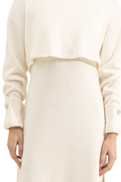 Бяла плетена дълга рокля - елегантна и стилна LE SARTE DEL SOLE (SKU) 3644