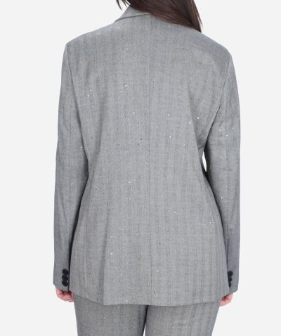 Сиво сако с пайети, рибя кост - елегантност и стил LE SARTE DEL SOLE (SKU) 3693